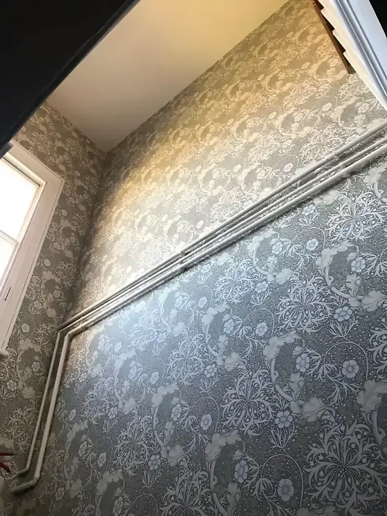 William Morris hall, stairs and landing, Cambridge