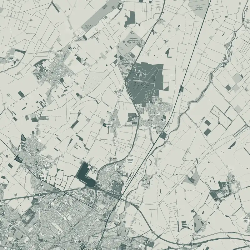 Map of Landbeach, between Milton and Waterbeach, north of Cambridge